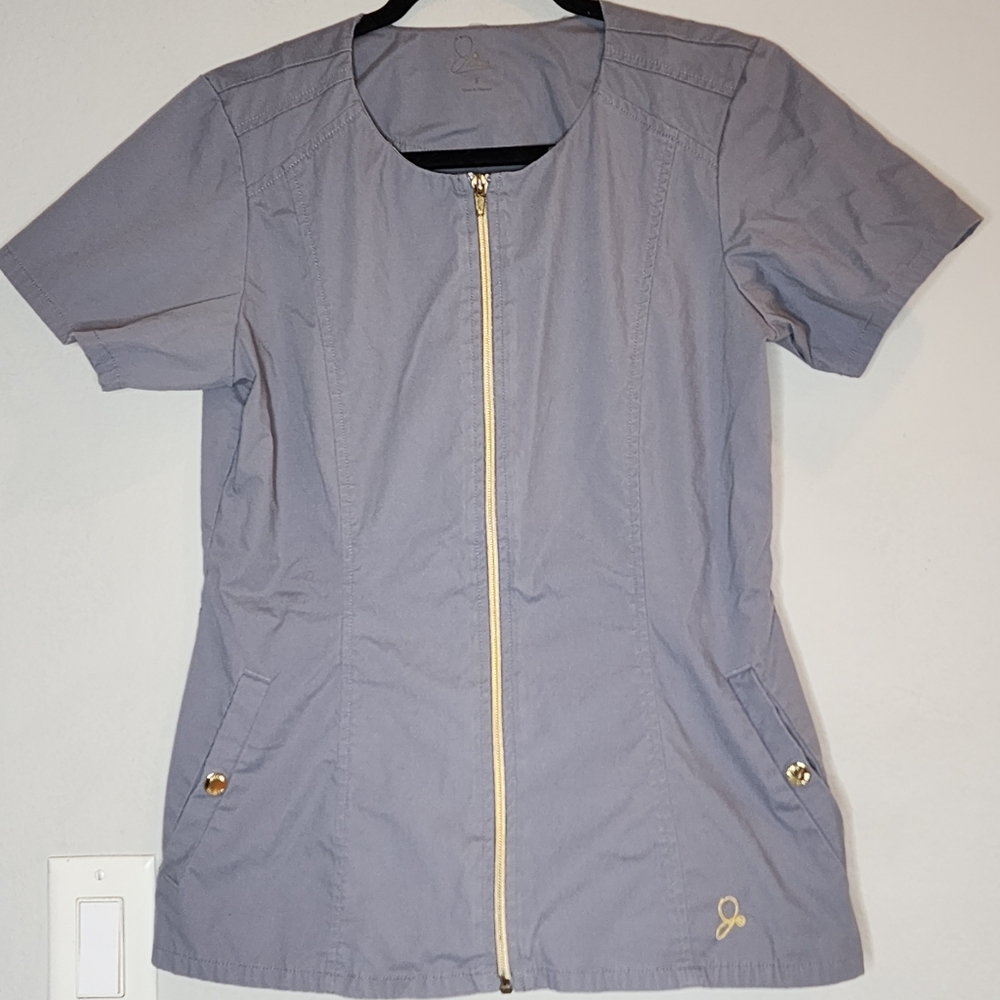 Jaanuu Gray Zip-Front Women's Top